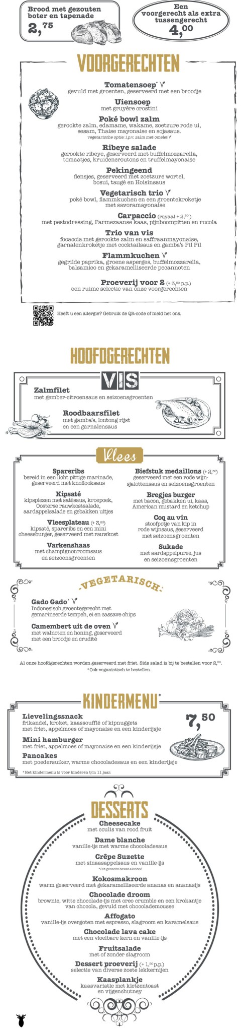 Diner menukaart